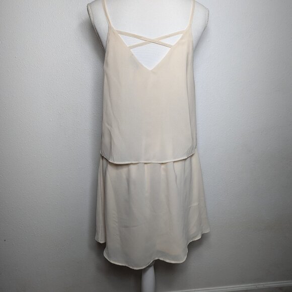 Vila Clothes Cream Flowy Mini Dress Size S - Picture 2 of 8